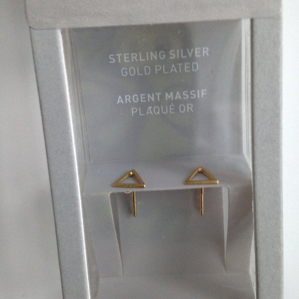 Tiny New Sterling Silver Gold Plated Triangular Stud E…